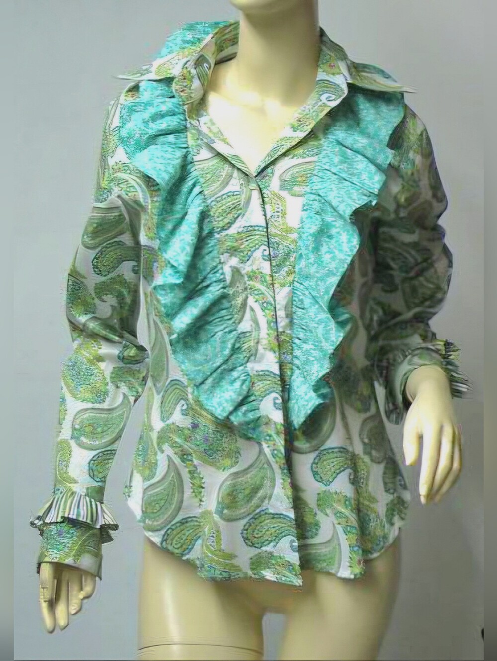 Cute & Feminine * Etro * Paisley Blouse Ruffle Top Women Shirt Like New ( M)